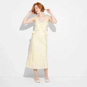 NEW Women's Ruffle Maxi A-Line Dress - Wild Fable™ Light Yellow Medium